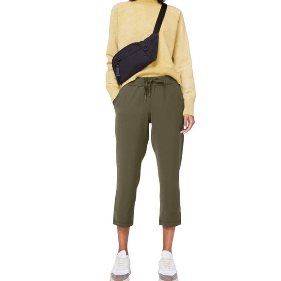 Lululemon On the Fly Crop Woven 23" Dark Olive Green Pants